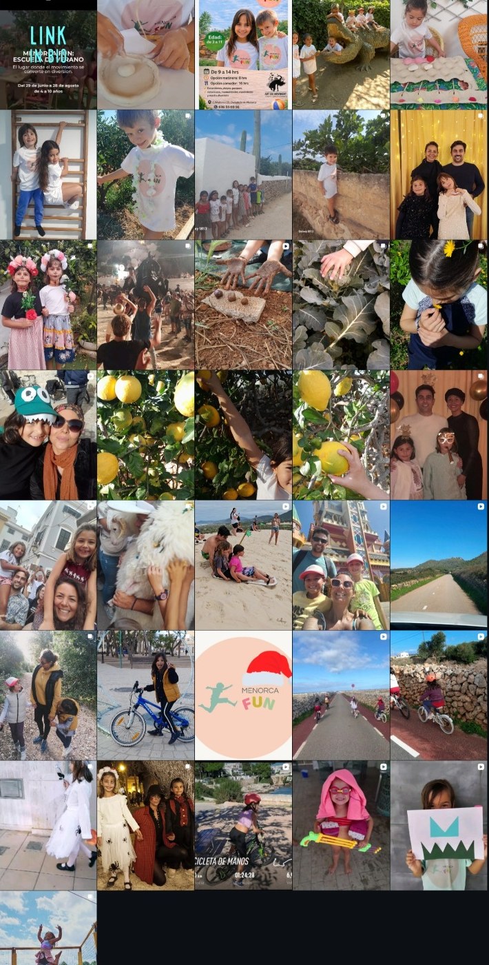 Mosaico visual del Instagram de Menorca Fun Farm